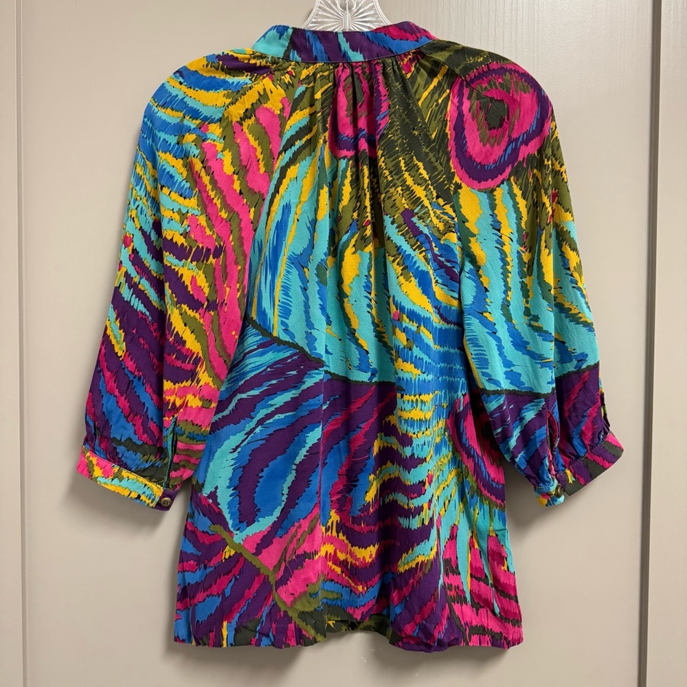 Trina Turk Nomadic Peacock Ingrid Top in Multi Silk Blend Size Small Popover - Picture 4 of 12